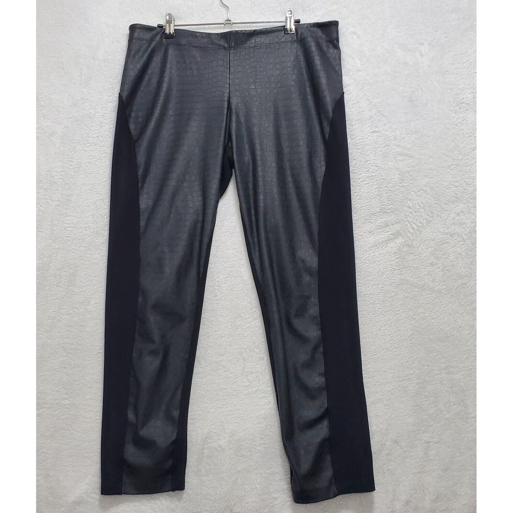 DKNYC Legging Women's L Black‎ Vegan Leather Animal Print Disco Goth Athleisure